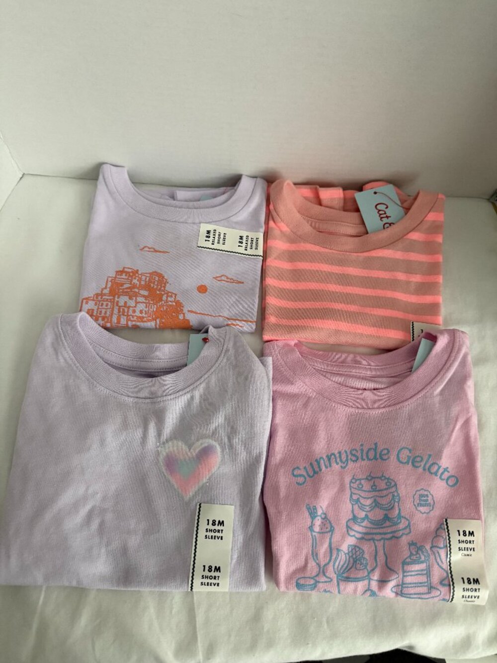 NWT Cat & Jack Baby Girls 3T Graphic T-Shirt Bundle - 4 Pack Mix
